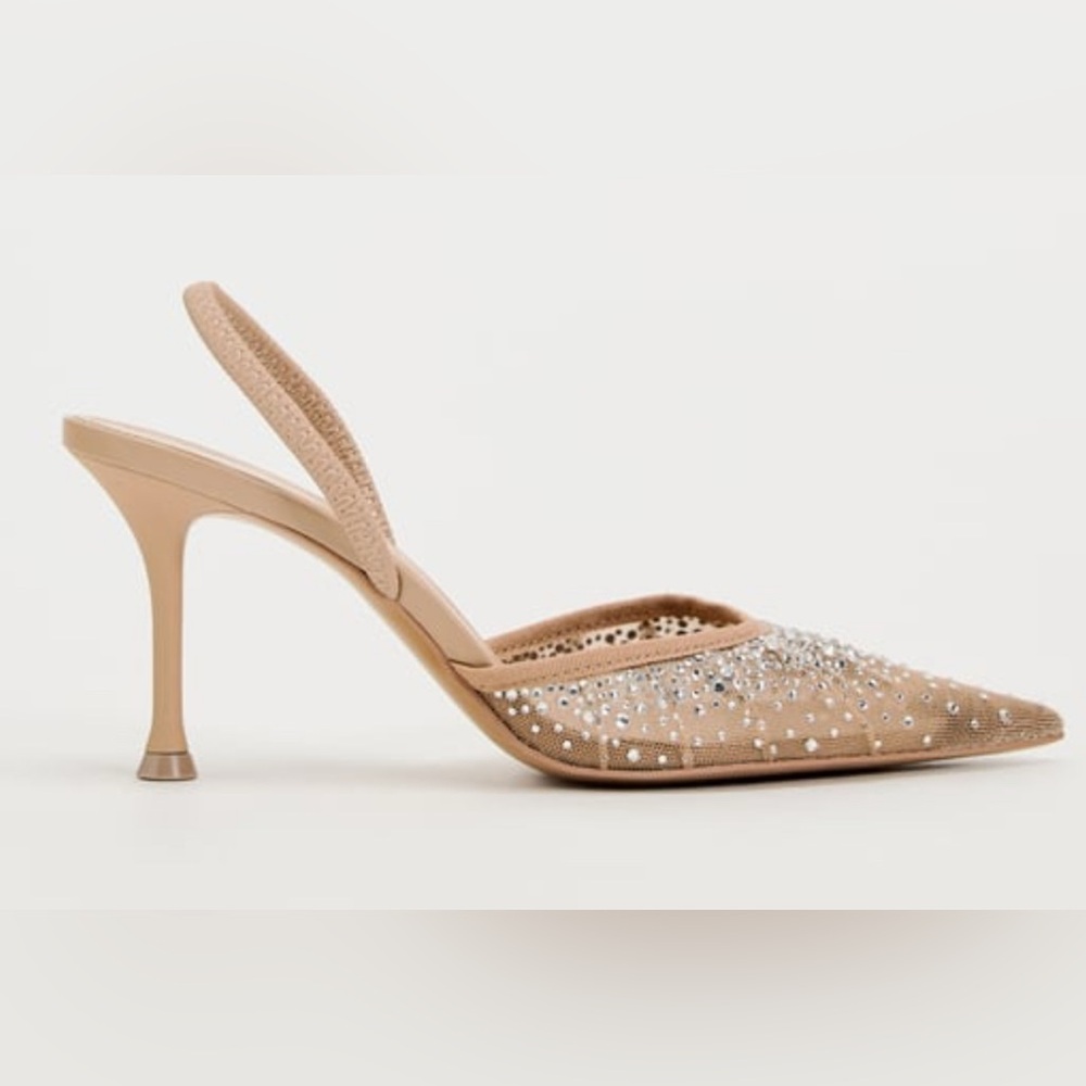 Zara HEELED SHINY MESH SLINGBACKS